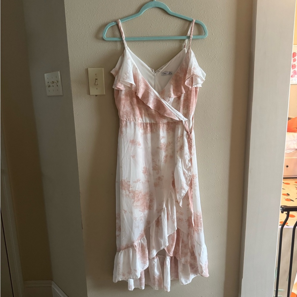 Dex Blush and White Ruffle Dress
